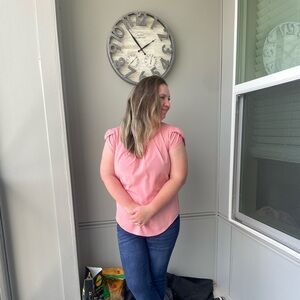 Coral business casual top